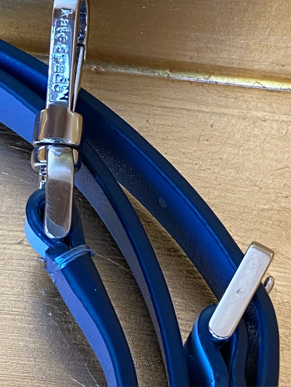 NWOT Kate Spade Adjustable Purse Strap. Lt. Blue w/ Silver Hardware - Picture 6 of 11